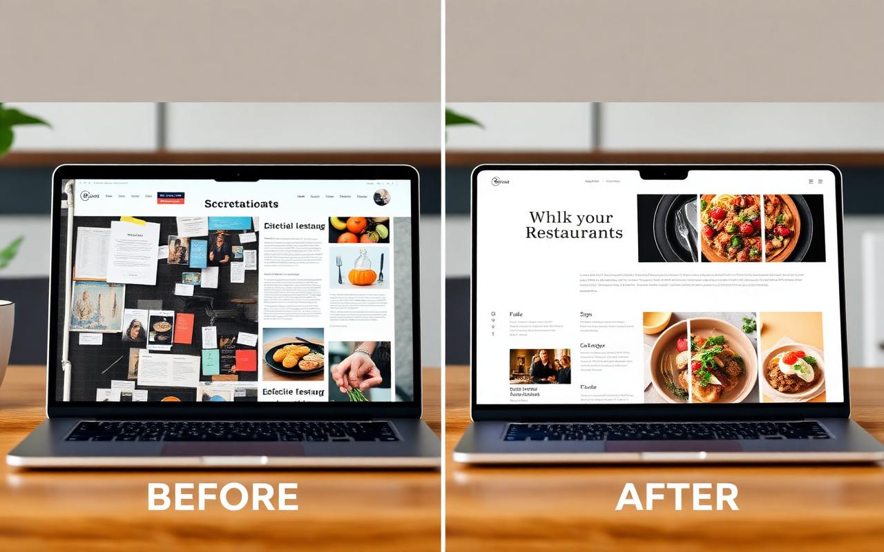 Restaurant — before and after branding & website redesign